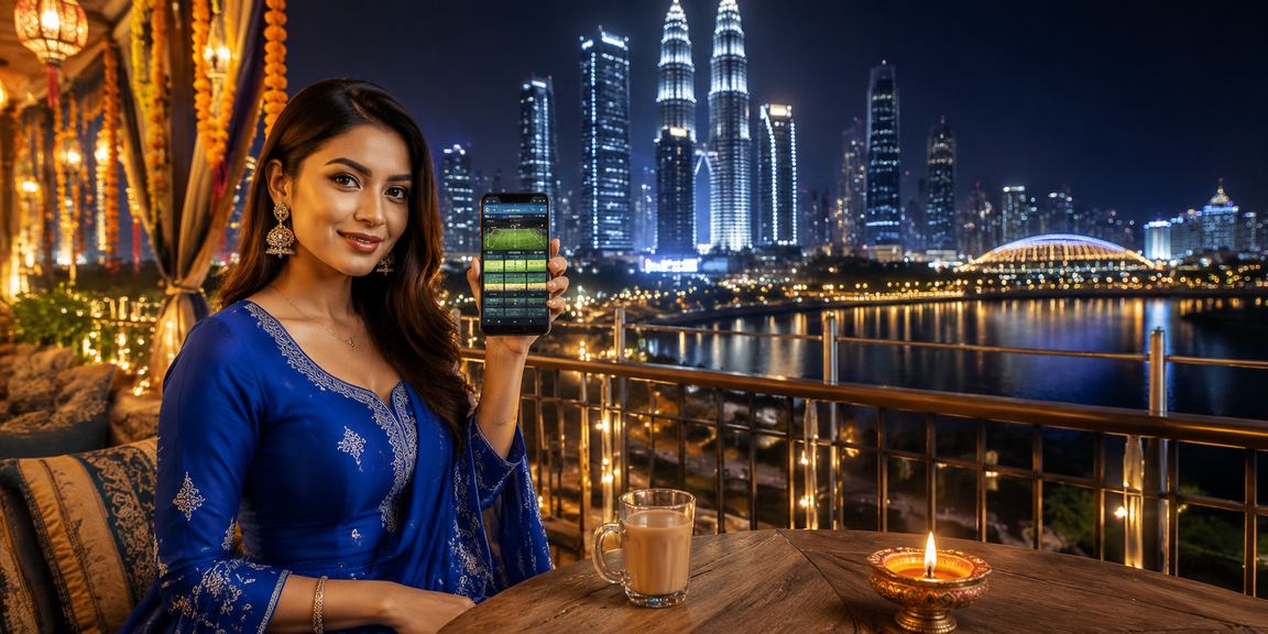 Wanita bermain kasino mudah alih di Kuala Lumpur dengan baju kurung tradisional